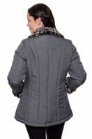 Womens Charcoal Luxury Soft Touch Padded Animal Print Jacket db4002